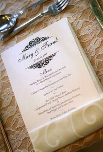 Food menu for the wedding