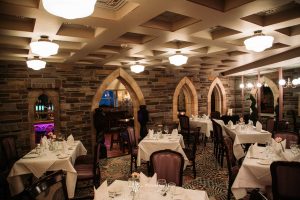 Restaurant setting with tables and chairs