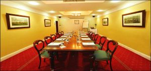 Board room with documents on the table