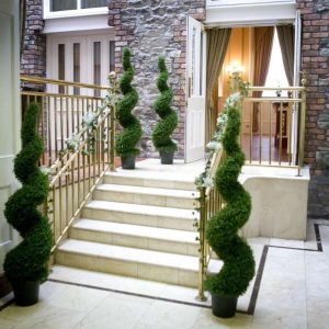 Steps with plants and wedding decor