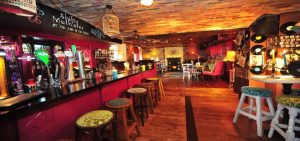 Bar with bar stools